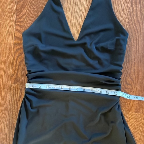 DAVID MEISTER cocktail party black halter dress high low hem lined size SM 6 - Picture 12 of 16